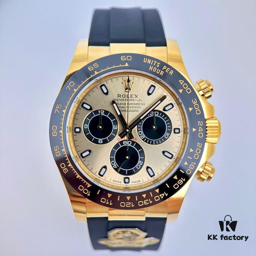 Gold/Dog Factory Rolex Daytona Gold Tone with Weight Matching, Over 146g, Equipped with Dan Dong 4130 Movement
