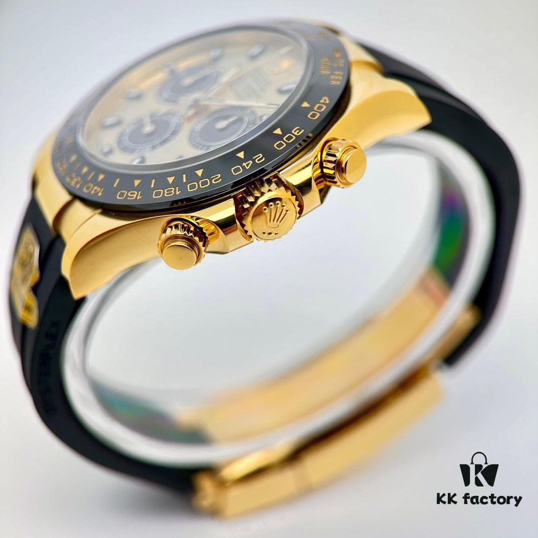 Gold/Dog Factory Rolex Daytona Gold Tone with Weight Matching, Over 146g, Equipped with Dan Dong 4130 Movement