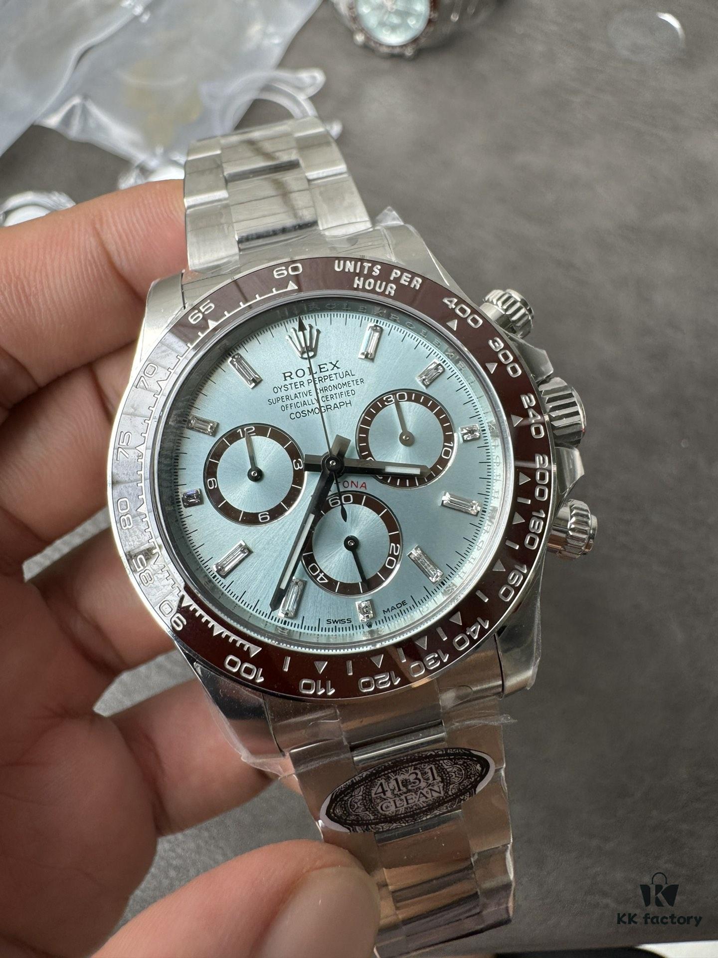 C Factory New Model 4131, Ice Blue Dial with Diamond Markings, Transparent Case Back