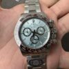 C Factory New Arrival 4131 Ice Blue Dial with Engraving, Transparent Case Back