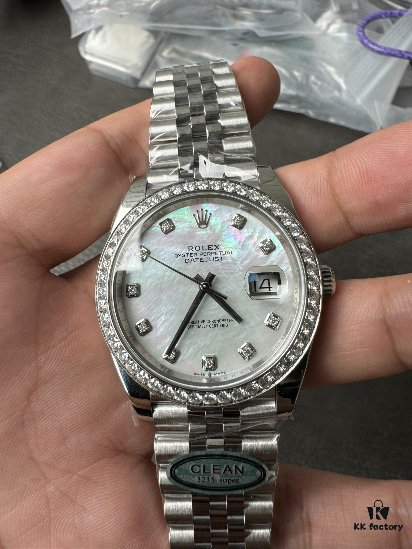 Clean 41 Mother-of-Pearl Dial with Modified Moissanite Bezel