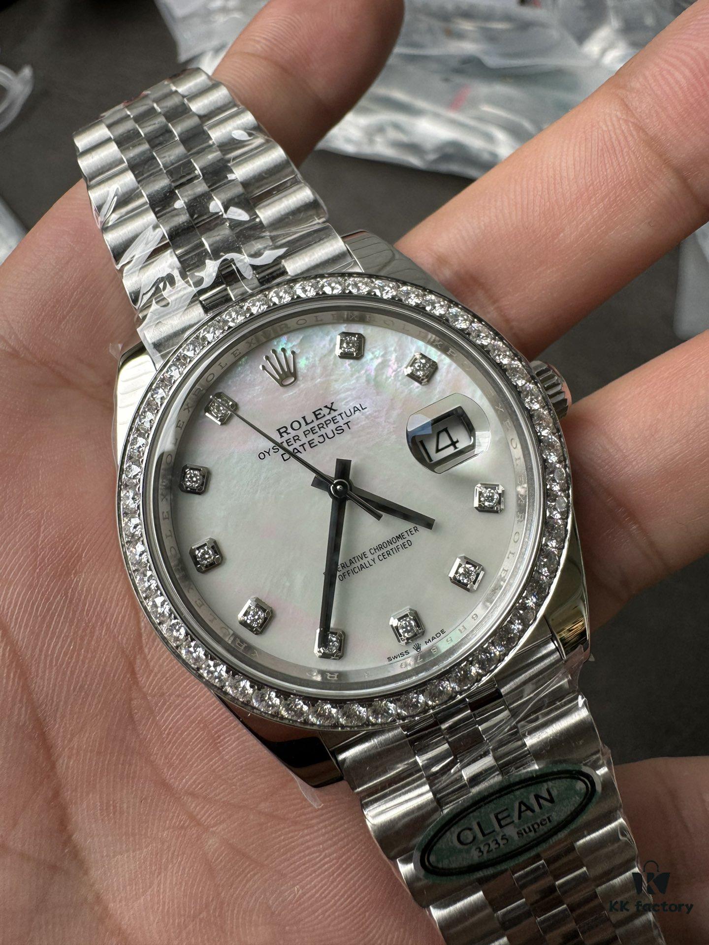 Clean 41 Mother-of-Pearl Dial with Modified Moissanite Bezel