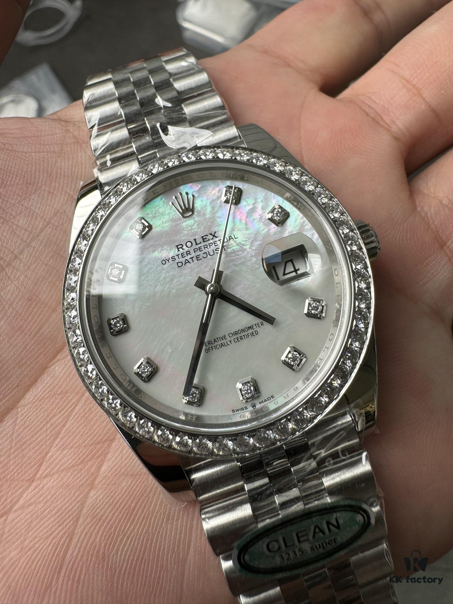 Clean 41 Mother-of-Pearl Dial with Modified Moissanite Bezel
