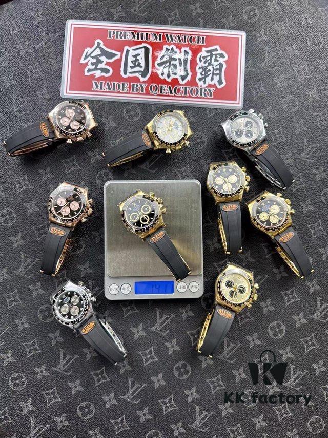 QF Weighted Version Rolex Daytona New Model 4131.v6, Heavy Duty Rubber Strap, Enhanced Weight 141g, Exclusive Market-Only Special Steel (Not Full Tungsten Like Others), Unique Non-Peeling, Non-Fading, Non-Tarnishing Plating