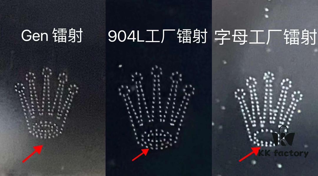 904L4131 Daytona, Laser Effect Comparison at 6 o'clock Position