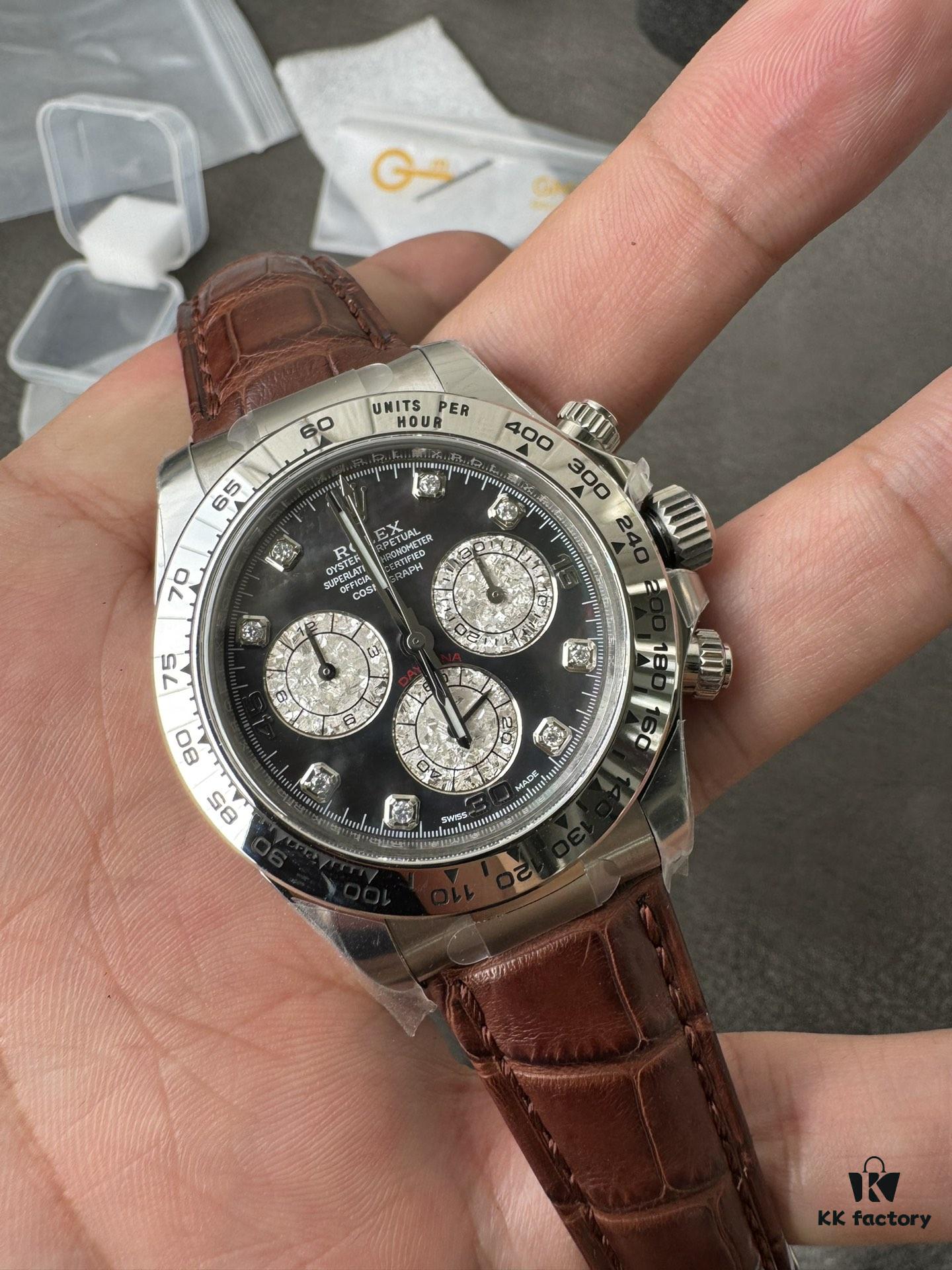 Clean Platinum Gray DE Modified Substitute with Tahitian Mother-of-Pearl, Customized American Crocodile Leather Strap