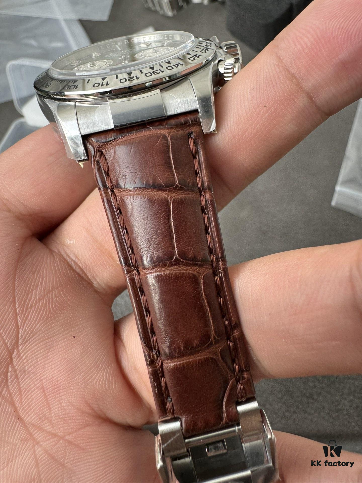 Clean Platinum Gray DE Modified Substitute with Tahitian Mother-of-Pearl, Customized American Crocodile Leather Strap