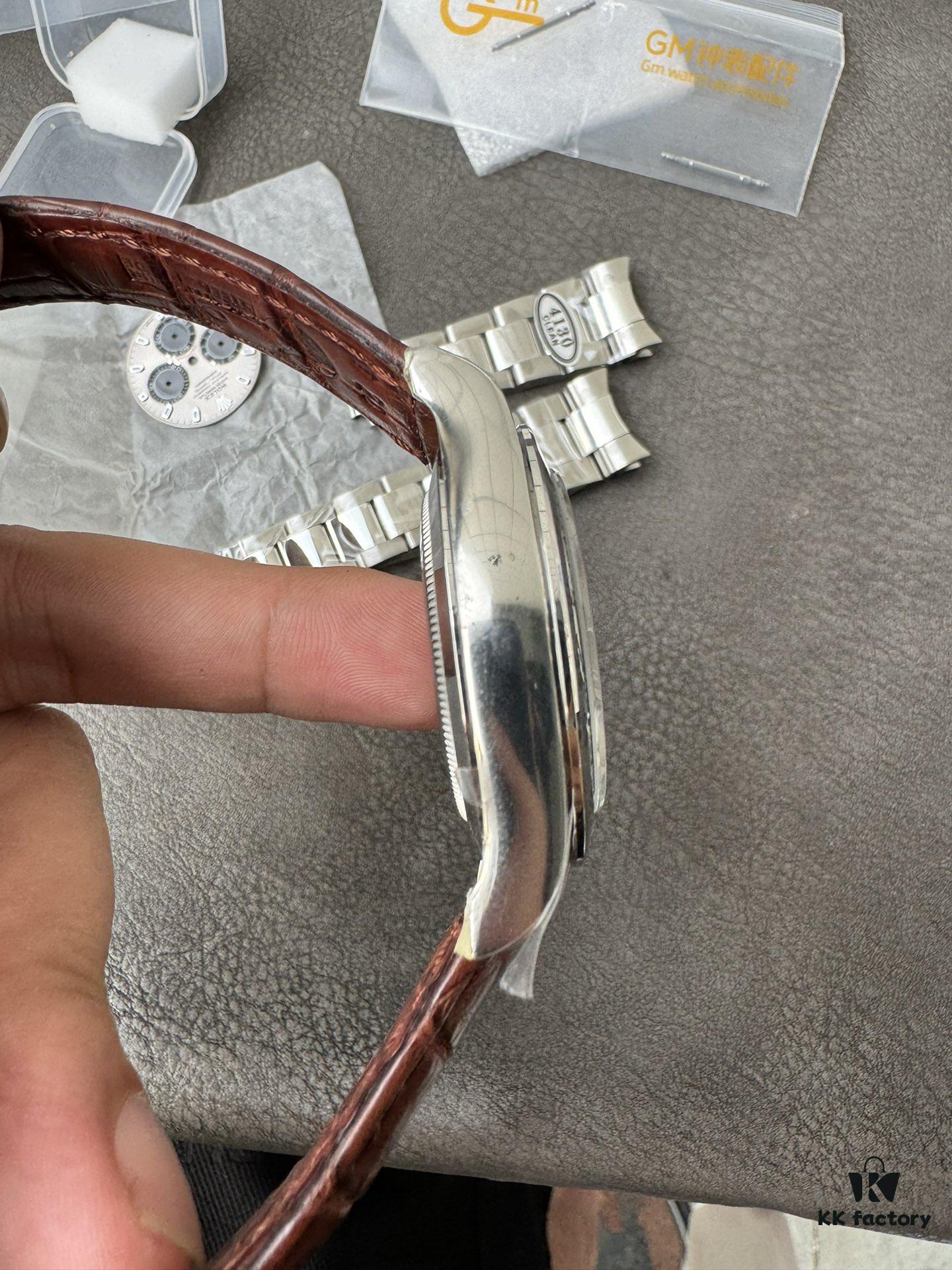 Clean Platinum Gray DE Modified Substitute with Tahitian Mother-of-Pearl, Customized American Crocodile Leather Strap