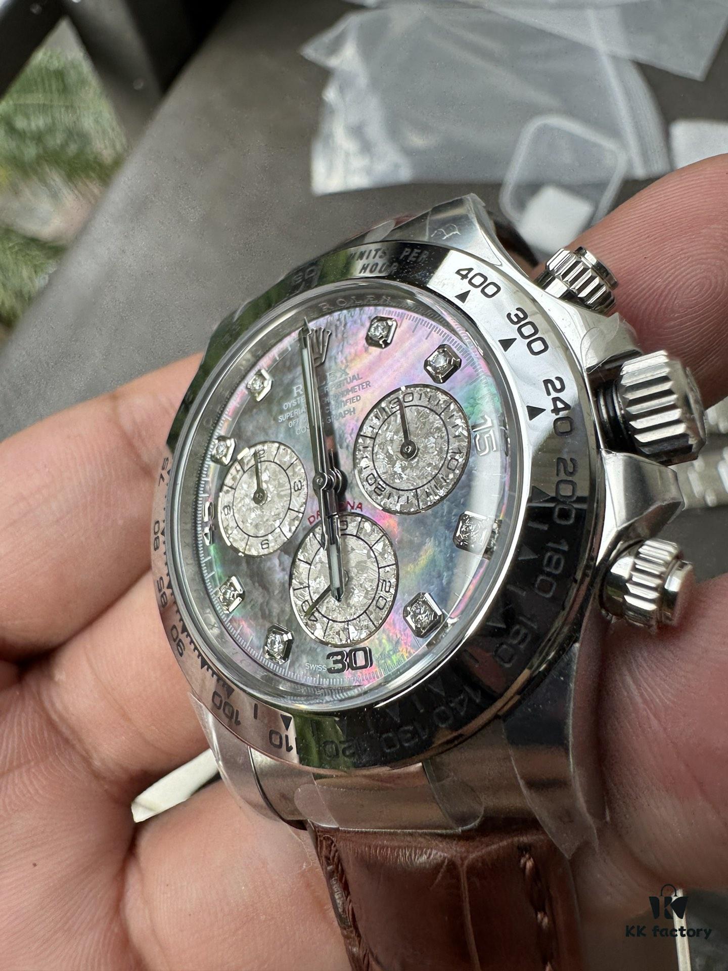 Clean Platinum Gray DE Modified Substitute with Tahitian Mother-of-Pearl, Customized American Crocodile Leather Strap