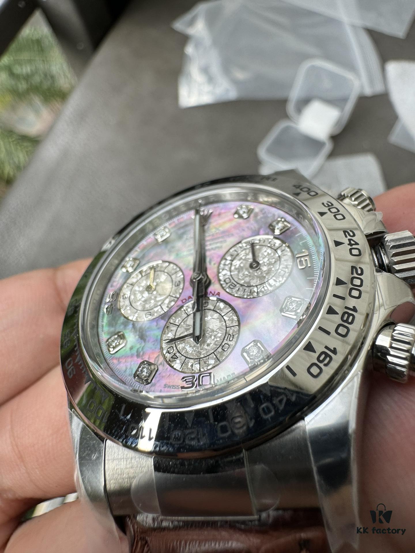 Clean Platinum Gray DE Modified Substitute with Tahitian Mother-of-Pearl, Customized American Crocodile Leather Strap