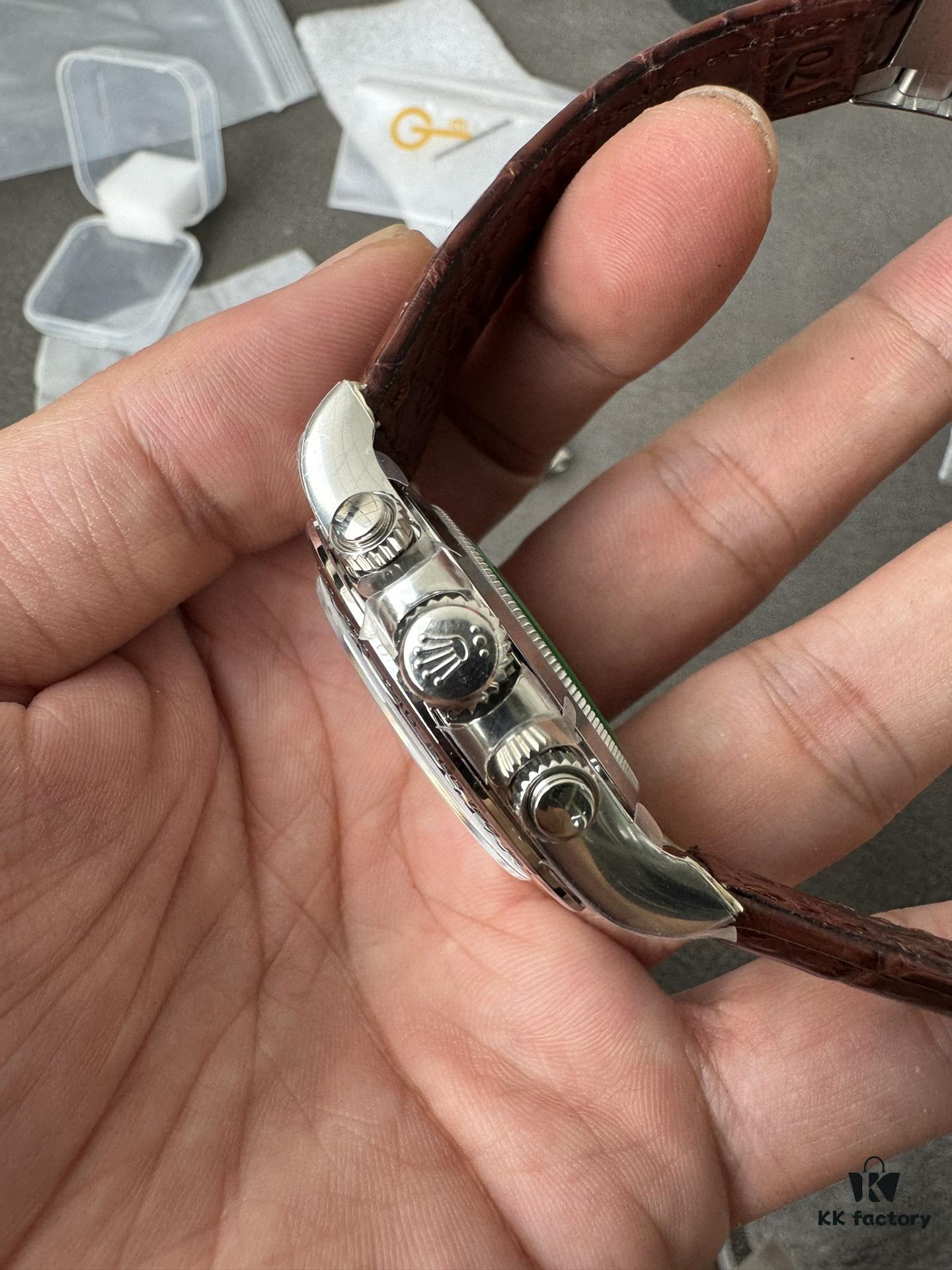 Clean Platinum Gray DE Modified Substitute with Tahitian Mother-of-Pearl, Customized American Crocodile Leather Strap