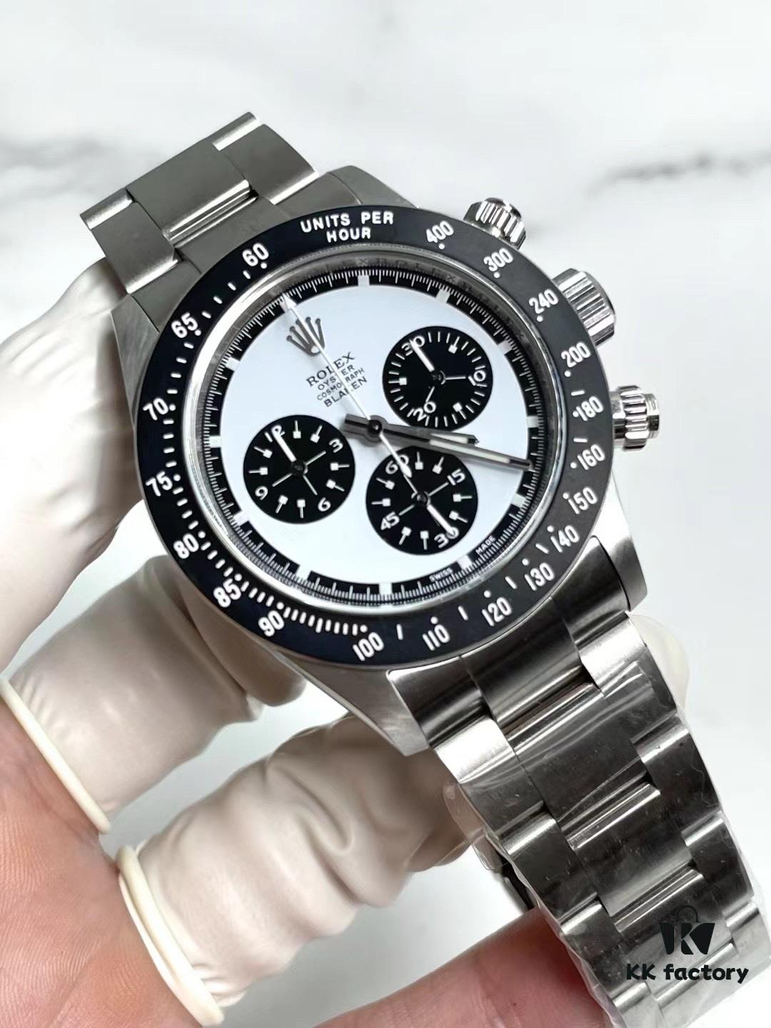 Custom Blaken Paul Newman Clean White Steel Upgrade German Substitute Dial with Hands, Bezel, CNC Cut Lugs, Full Brushed Finish