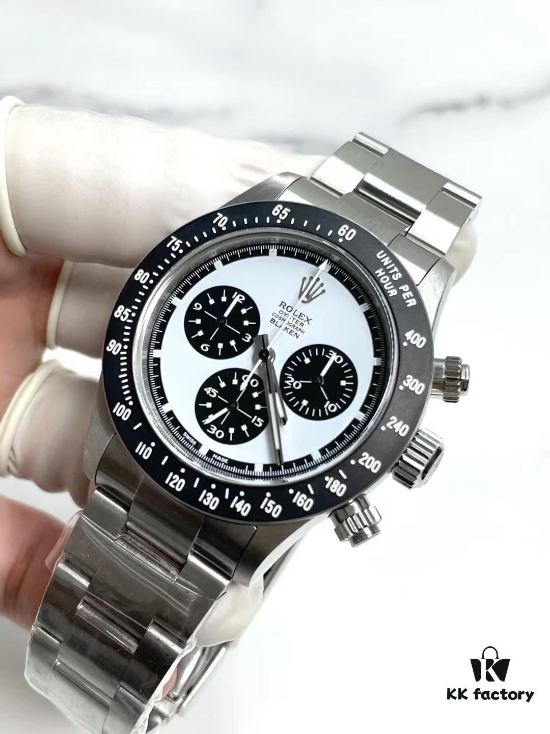 Custom Blaken Paul Newman Clean White Steel Upgrade German Substitute Dial with Hands, Bezel, CNC Cut Lugs, Full Brushed Finish