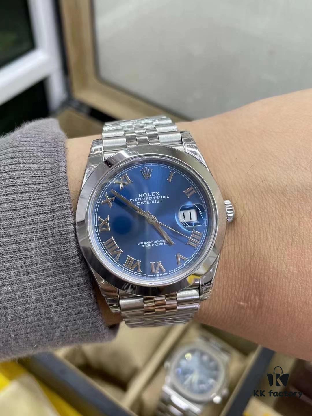 126300 Blue Dial 41mm Upgrade Genuine Bezel, Hands, Calendar, Mirror, Aperture Five-Piece Set