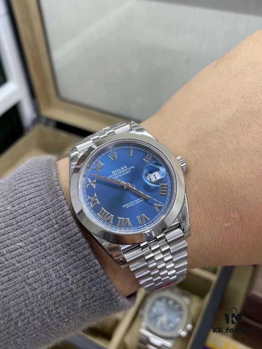 126300 Blue Dial 41mm Upgrade Genuine Bezel, Hands, Calendar, Mirror, Aperture Five-Piece Set