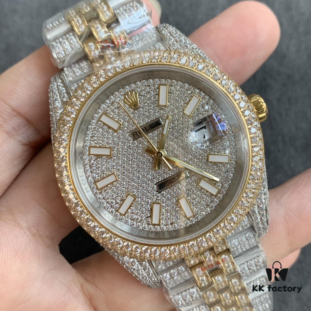 Limited Arrival! Sparkling to the Extreme — Perfect Rolex Datejust Fully Paved with Diamonds Special Edition — 904L Stainless Steel Diamond-Paved Watch
