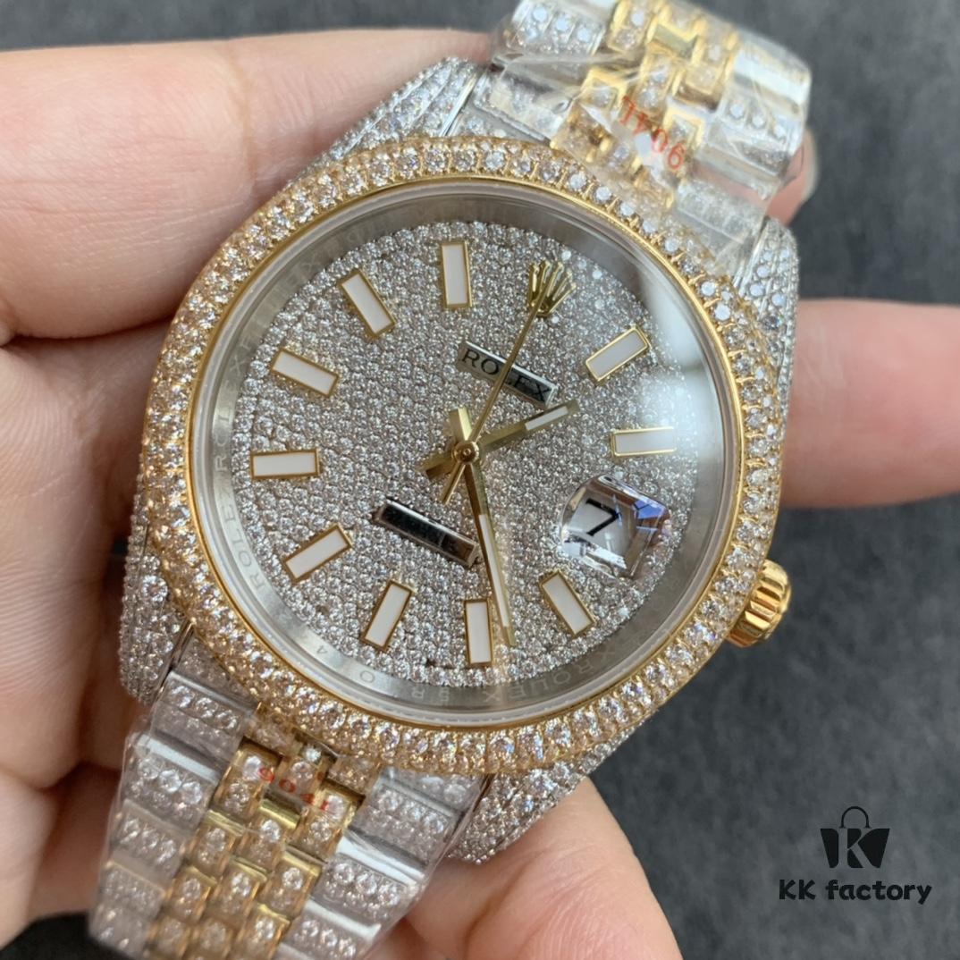 Limited Arrival! Sparkling to the Extreme — Perfect Rolex Datejust Fully Paved with Diamonds Special Edition — 904L Stainless Steel Diamond-Paved Watch