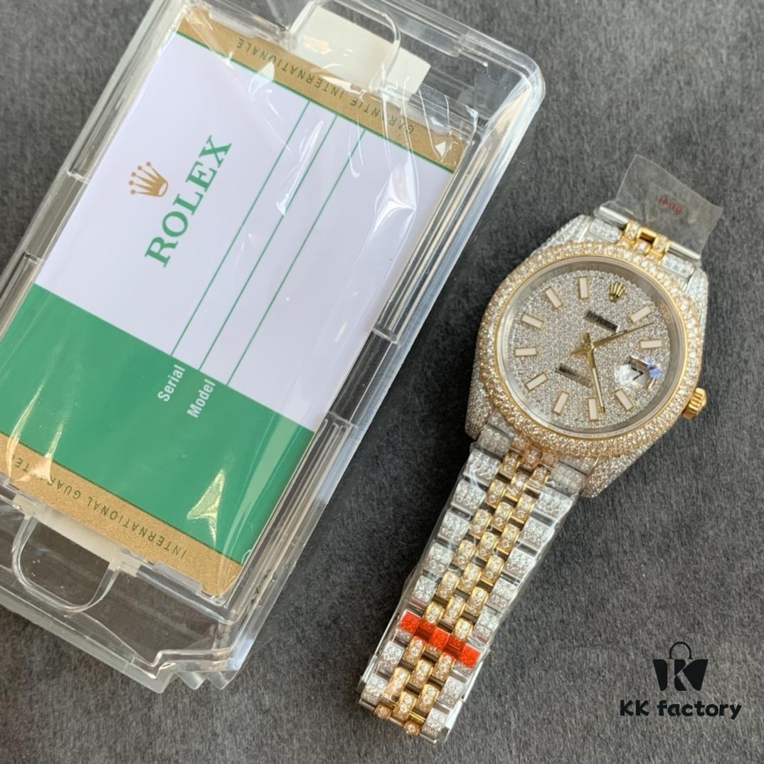 Limited Arrival! Sparkling to the Extreme — Perfect Rolex Datejust Fully Paved with Diamonds Special Edition — 904L Stainless Steel Diamond-Paved Watch