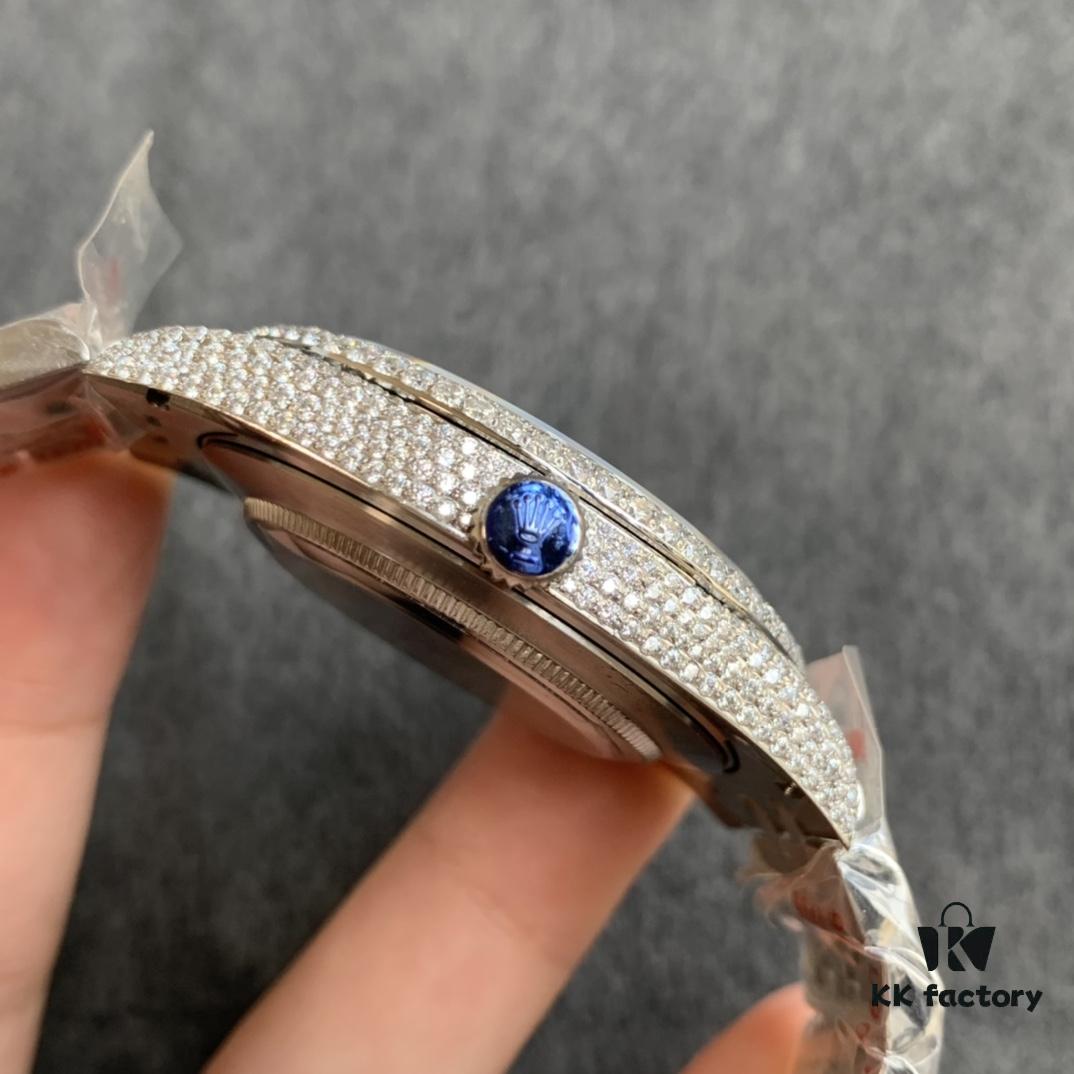 Limited Arrival! Sparkling to the Extreme – Perfect Rolex Datejust Full Diamond-Paved Special Edition in 904L Stainless Steel