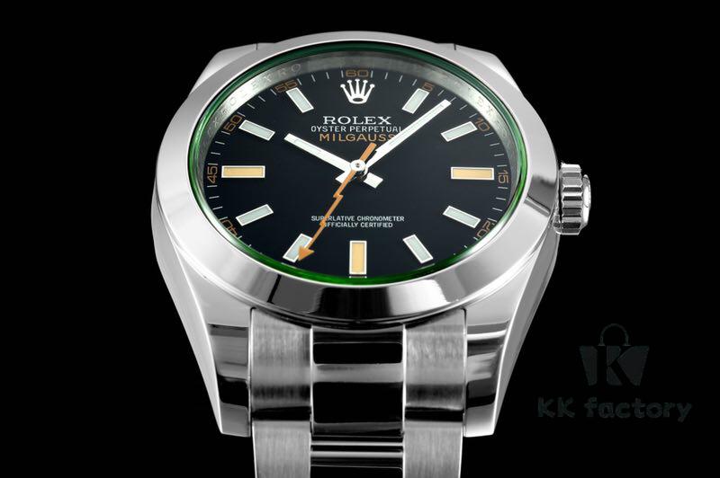 Rolex MILGAUSS Series 116400 Lightning Second Hand 904L Highest Version, DJ Factory's First Breakthrough – Green Sapphire Crystal Matches Genuine!