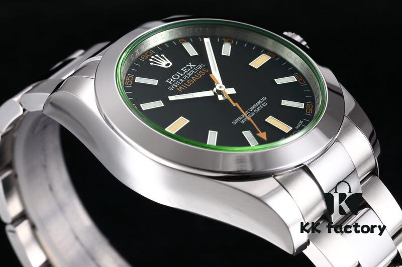 Rolex MILGAUSS Series 116400 Lightning Second Hand 904L Highest Version, DJ Factory's First Breakthrough – Green Sapphire Crystal Matches Genuine!
