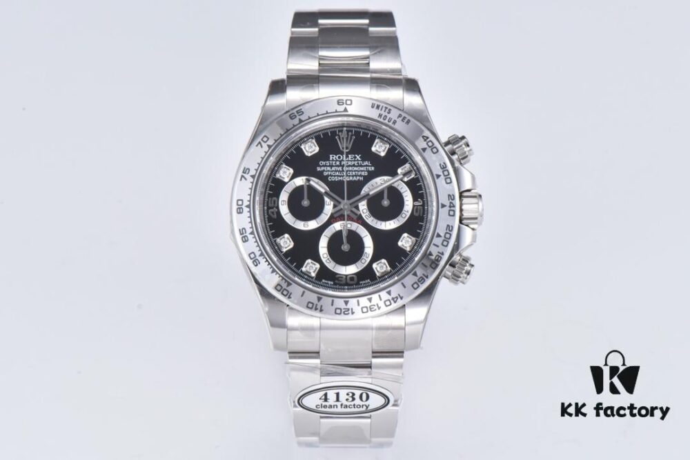 Clean Factory 116509 Enamel Black Dial Daytona with Diamond-Cut Moissanite