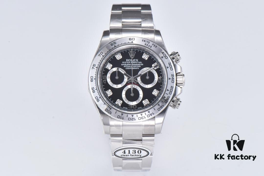 Clean Factory 116509 Enamel Black Dial Daytona with Diamond-Cut Moissanite