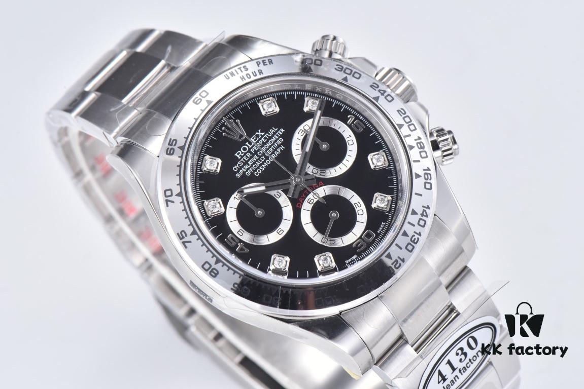 Clean Factory 116509 Enamel Black Dial Daytona with Diamond-Cut Moissanite