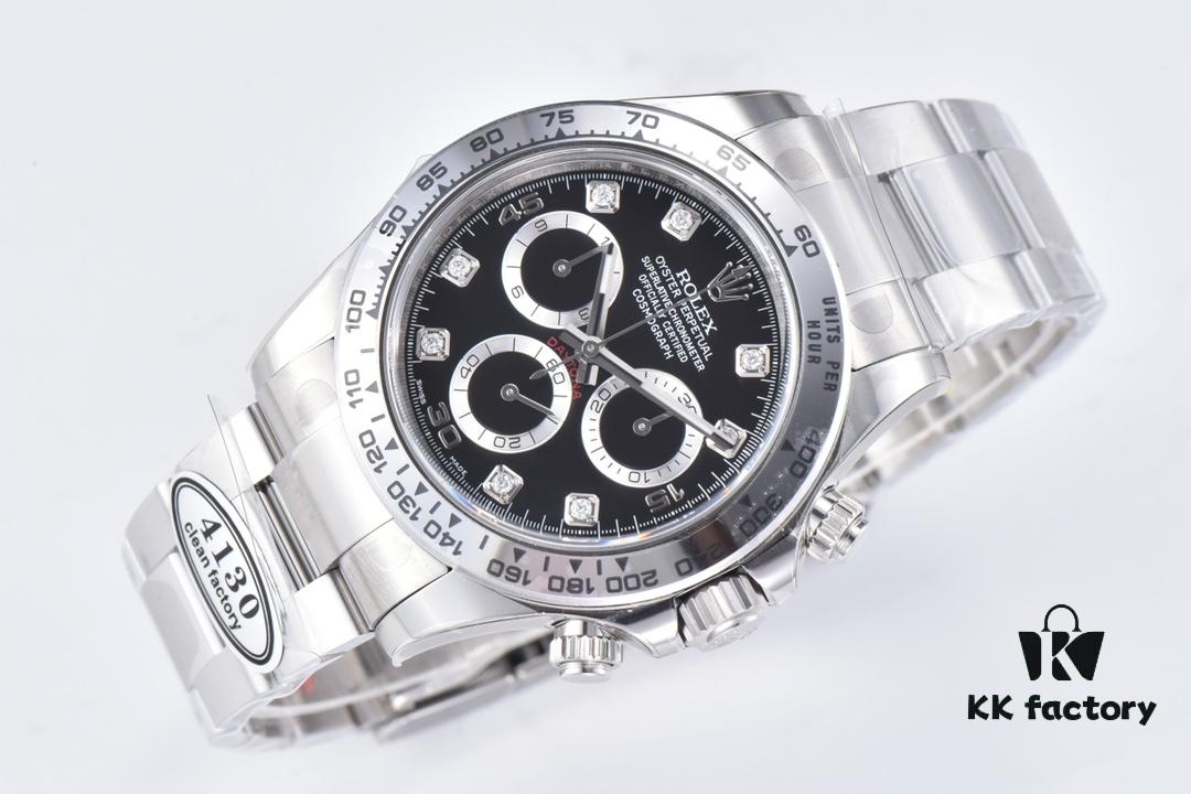 Clean Factory 116509 Enamel Black Dial Daytona with Diamond-Cut Moissanite