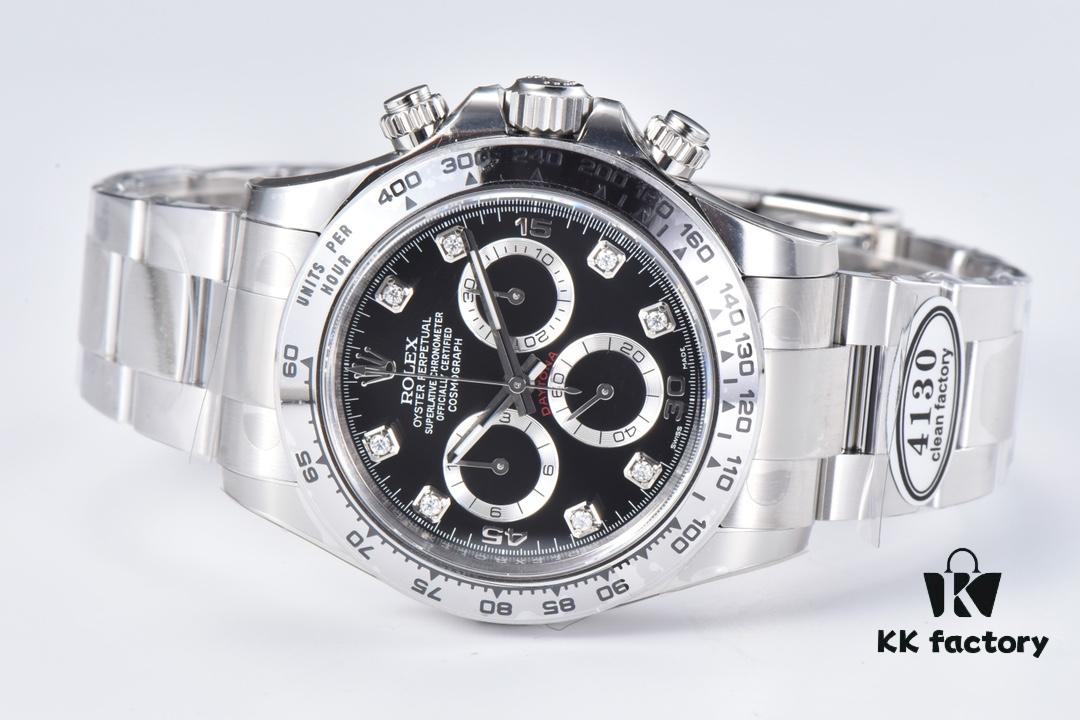 Clean Factory 116509 Enamel Black Dial Daytona with Diamond-Cut Moissanite