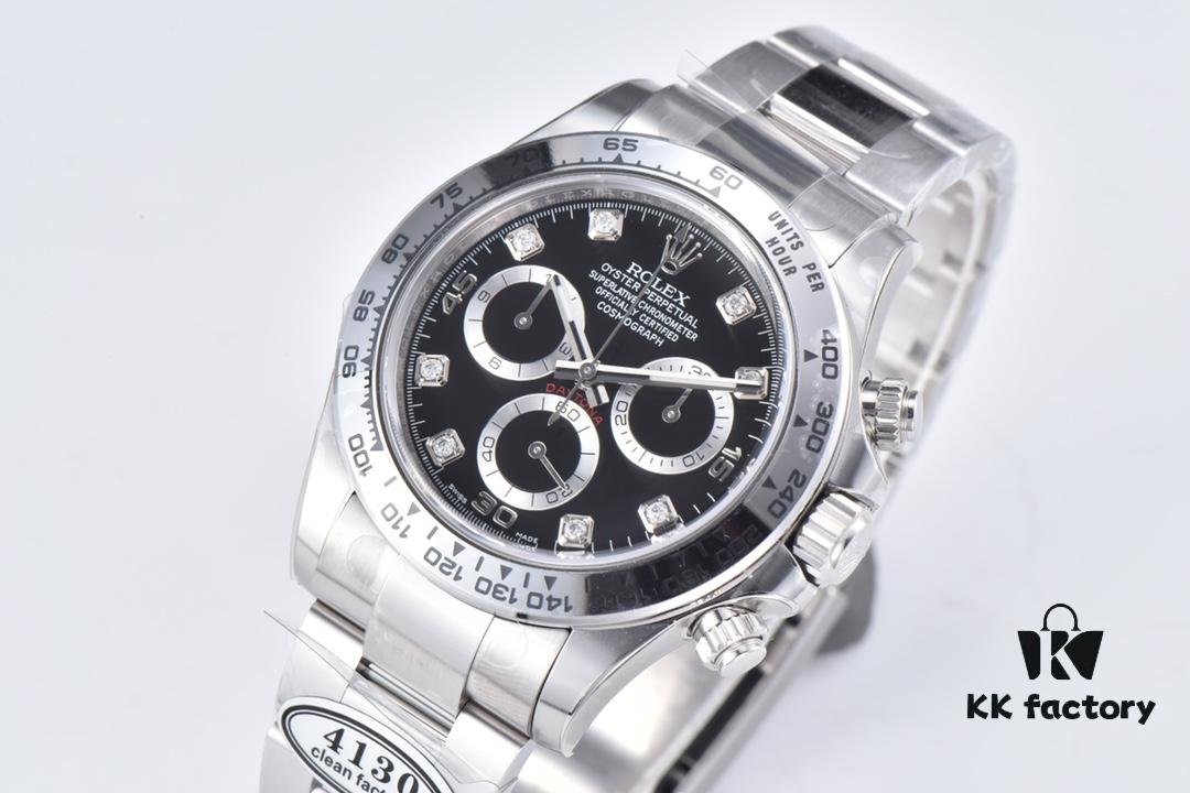 Clean Factory 116509 Enamel Black Dial Daytona with Diamond-Cut Moissanite