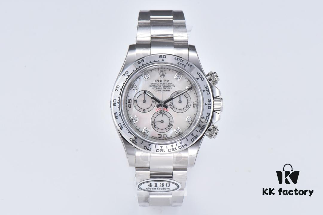 Clean Factory Platinum Daytona 116509 with Natural Cloud Mosaic Mother-of-Pearl Dial, Standard Moissanite Bezel – Zirconia Refused