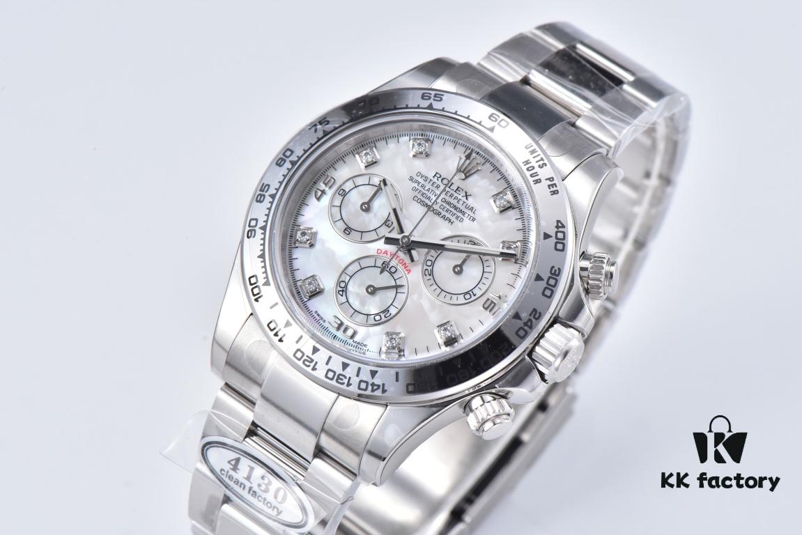 Clean Factory Platinum Daytona 116509 with Natural Cloud Mosaic Mother-of-Pearl Dial, Standard Moissanite Bezel – Zirconia Refused