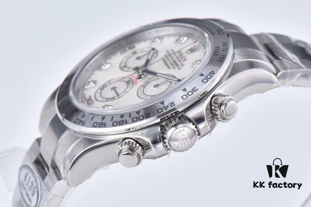 Clean Factory Platinum Daytona 116509 with Natural Cloud Mosaic Mother-of-Pearl Dial, Standard Moissanite Bezel – Zirconia Refused