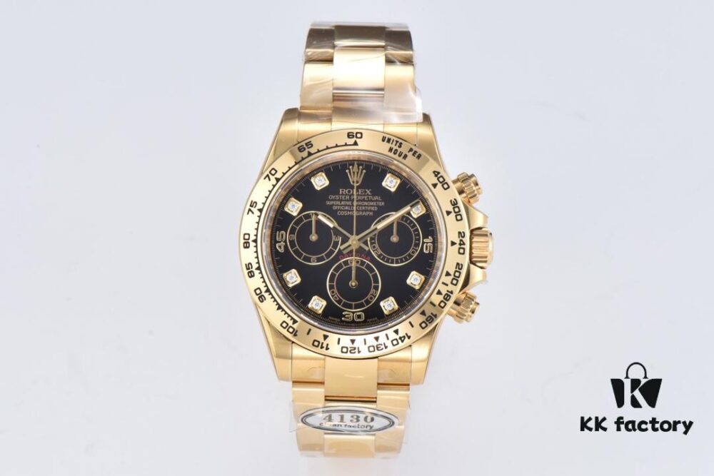 Clean Factory 116508 Full Gold Diamond-Set Black Dial Daytona