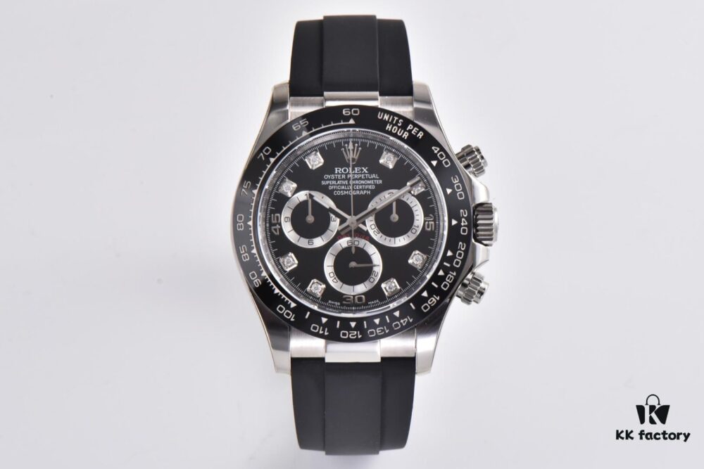 CLEAN Factory C-Factory Rolex 116519 Cement Gray Daytona Oysterflex with Enamel Black Dial and Diamond Markers