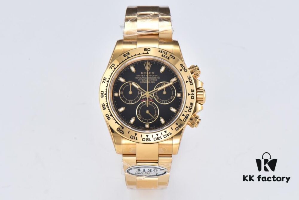 Clean Factory 116508 Black Dial Plain Engraved Daytona Full Gold Version