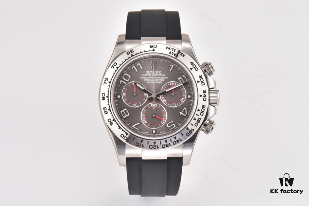 C Factory Rolex Daytona 116519 White Gold Grey Meteorite Dial Rubber Strap