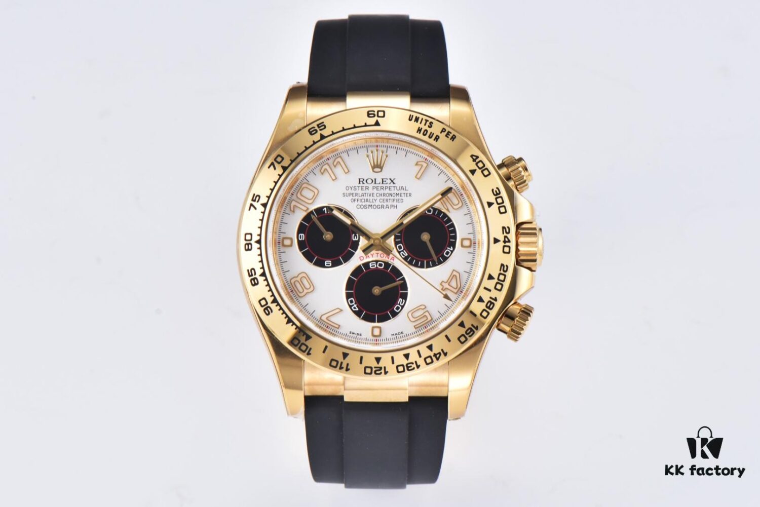 CLEAN Factory C-Factor Rolex 116518 Yellow Gold Panda Dial Daytona with Rubber Strap