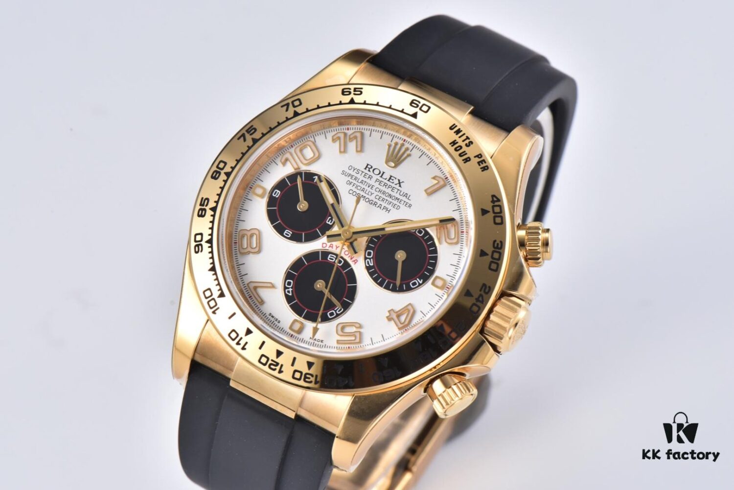 CLEAN Factory C-Factor Rolex 116518 Yellow Gold Panda Dial Daytona with Rubber Strap