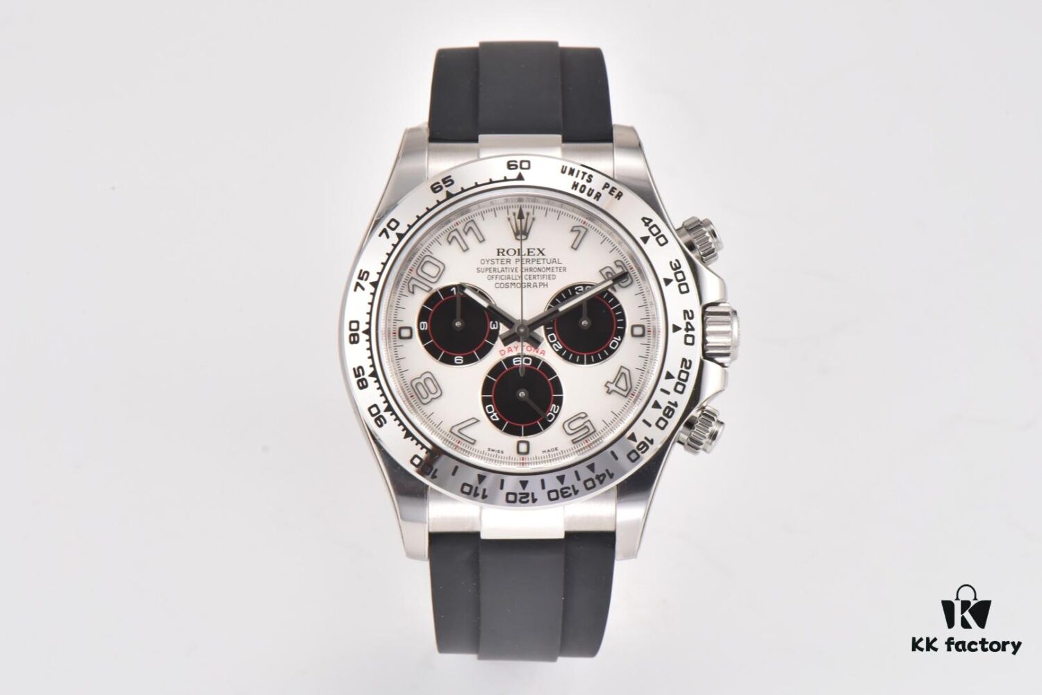 CLEAN Factory C-Factor Rolex 116519 White Gold Panda Dial Daytona with Rubber Strap