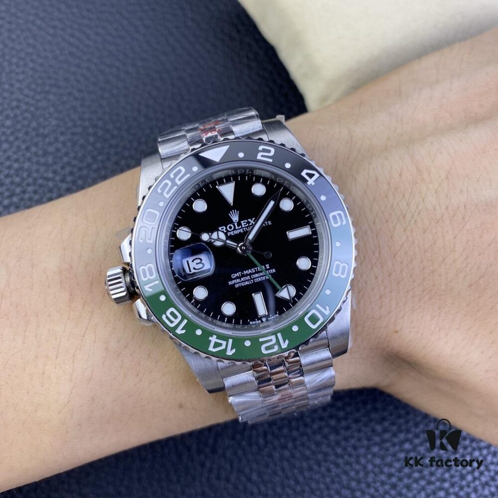 OW Factory Rolex 2022 Official New Arrival 'Sprite Bezel' Left-Handed Greenwich GMT with Caliber 3186 Movement, 40mm, 904L Stainless Steel