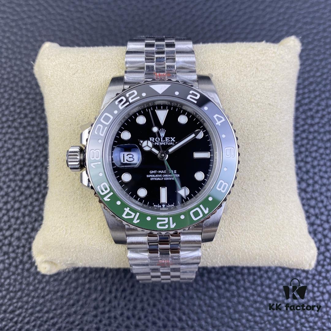 OW Factory Rolex 2022 Official New Arrival 'Sprite Bezel' Left-Handed Greenwich GMT with 3186 Movement, 40mm, 904L Stainless Steel