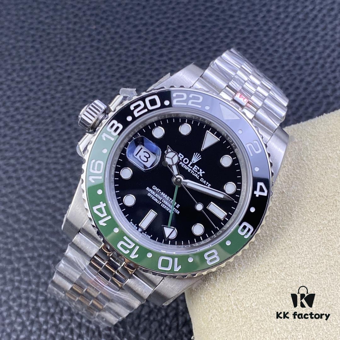 OW Factory Rolex 2022 Official New Arrival 'Sprite Bezel' Left-Handed Greenwich GMT with 3186 Movement, 40mm, 904L Stainless Steel