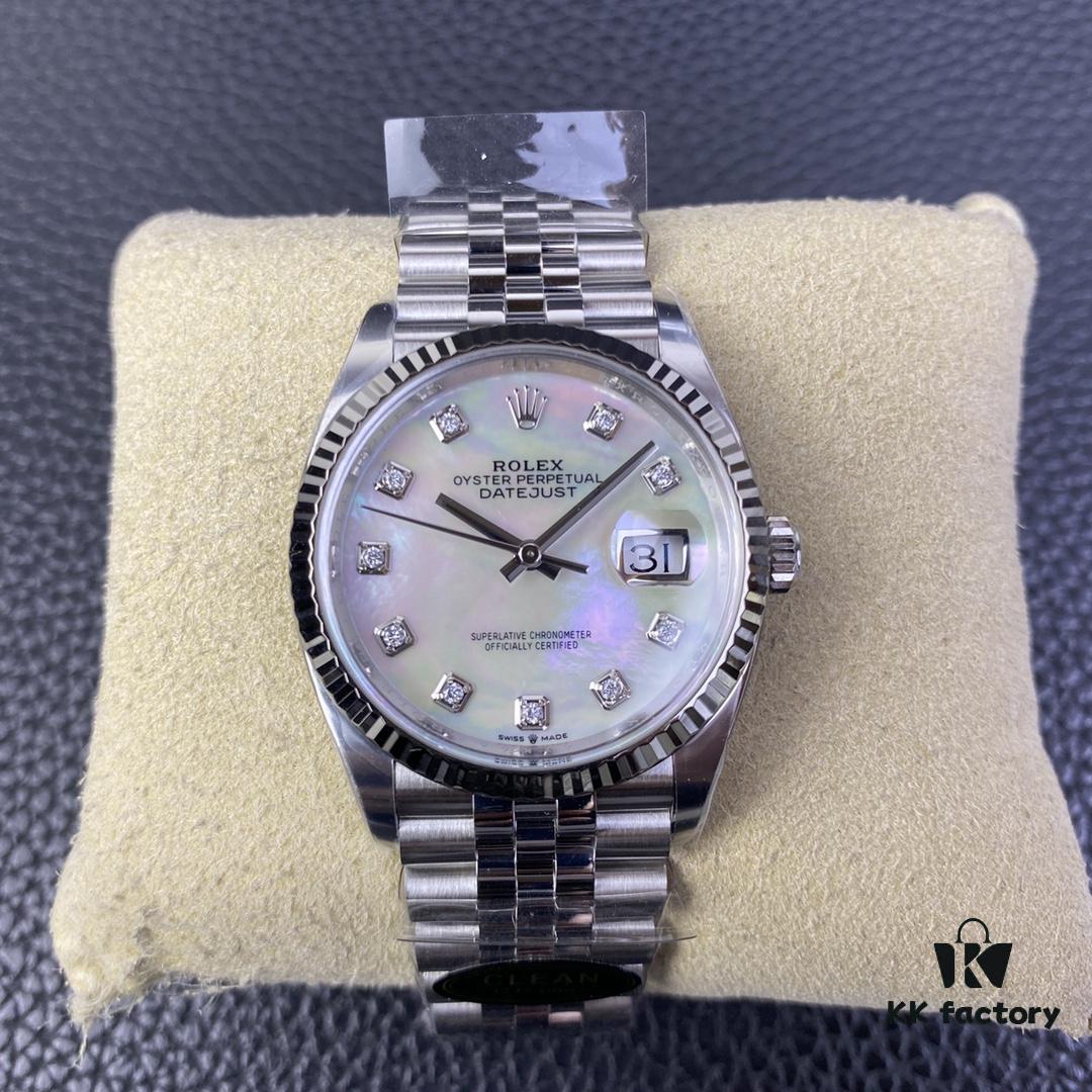 C-Factory Rolex 126234 36mm Datejust Diamond Bezel - Blue, Black, Green, White Roman Dial