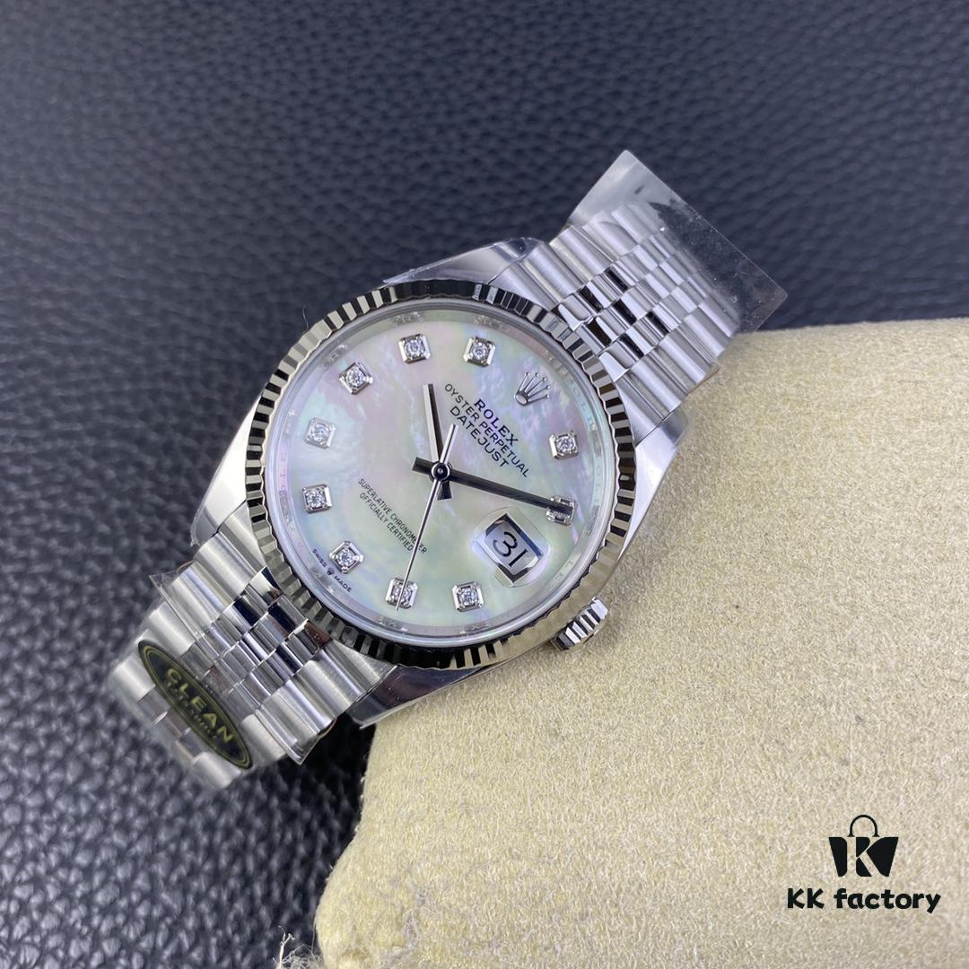 C-Factory Rolex 126234 36mm Datejust Diamond Bezel - Blue, Black, Green, White Roman Dial