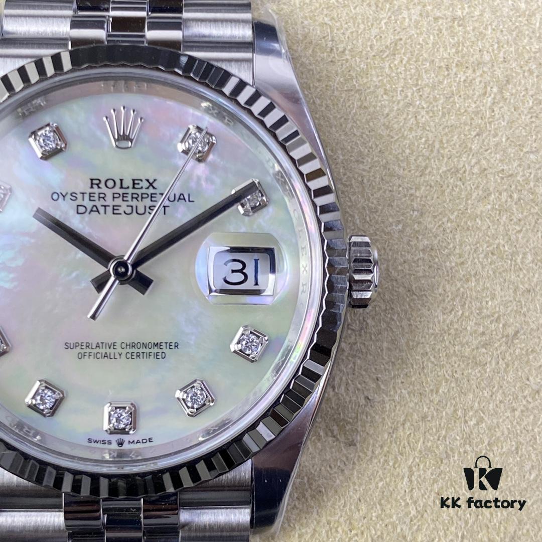 C-Factory Rolex 126234 36mm Datejust Diamond Bezel - Blue, Black, Green, White Roman Dial