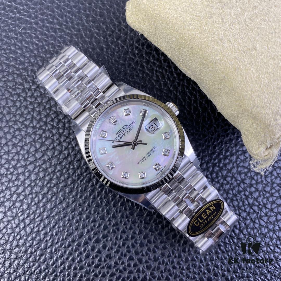 C-Factory Rolex 126234 36mm Datejust Diamond Bezel - Blue, Black, Green, White Roman Dial