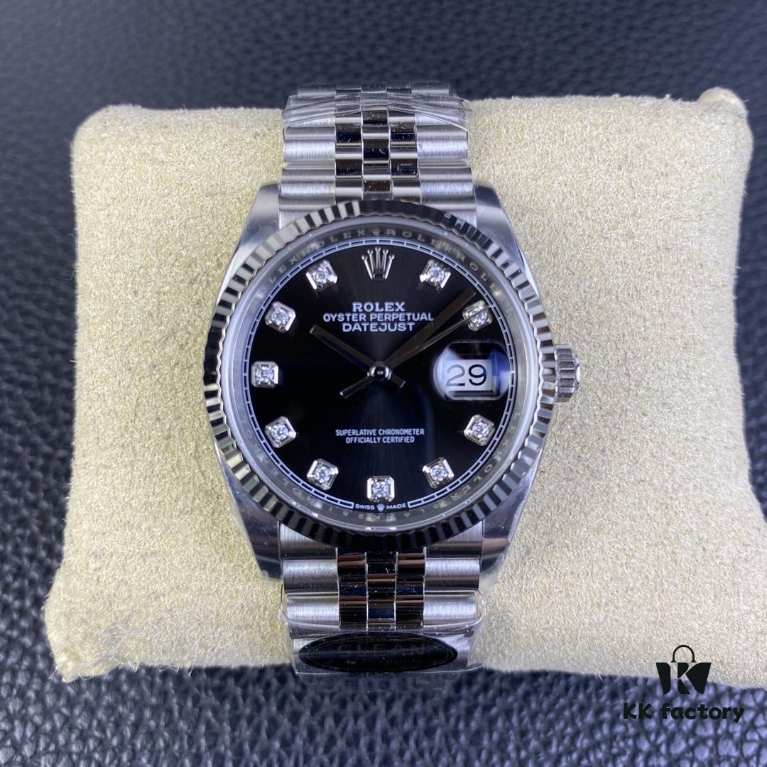 C-Factory Rolex 126234 36mm Datejust Diamond Bezel - Blue, Black, Green, White Roman Dial