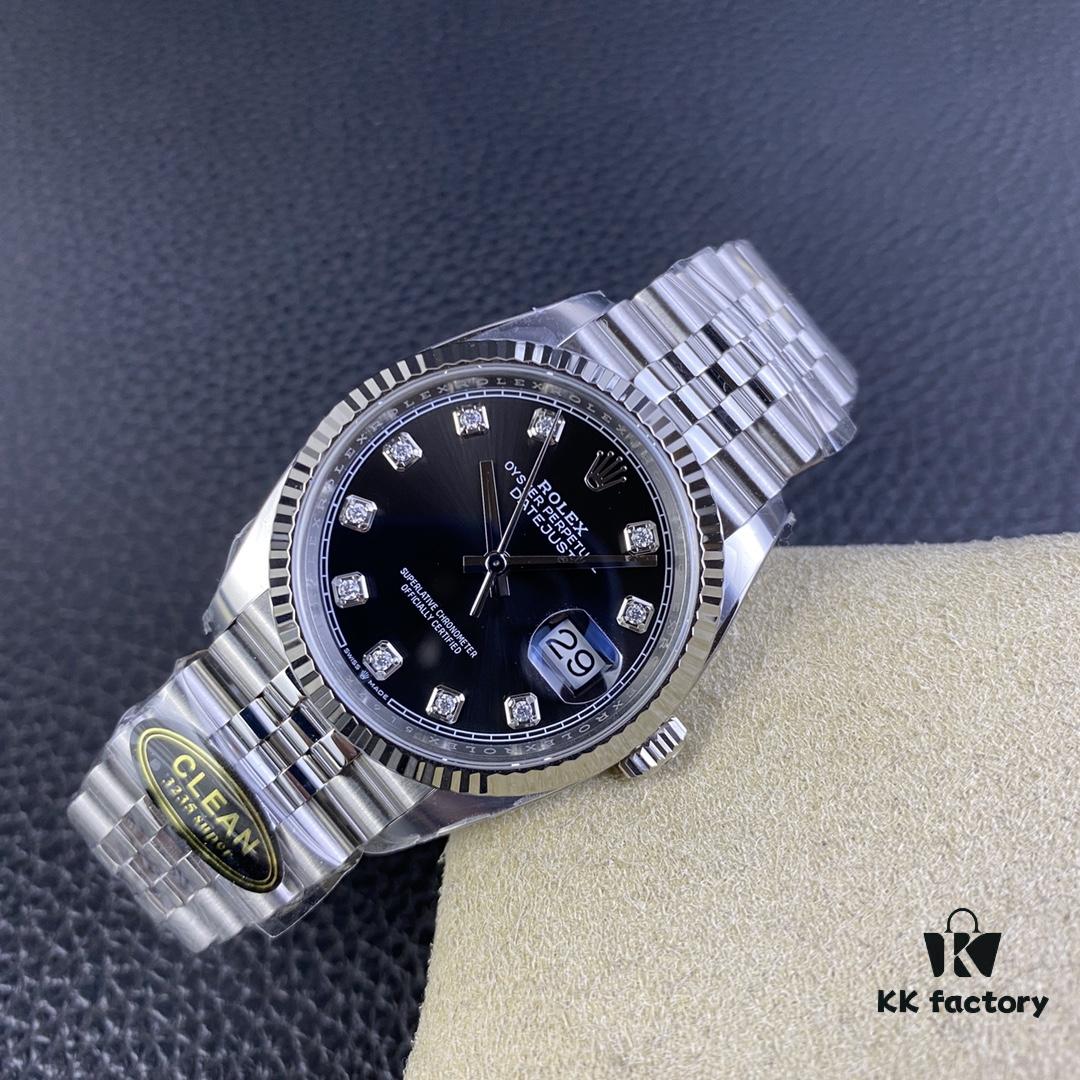 C-Factory Rolex 126234 36mm Datejust Diamond Bezel - Blue, Black, Green, White Roman Dial